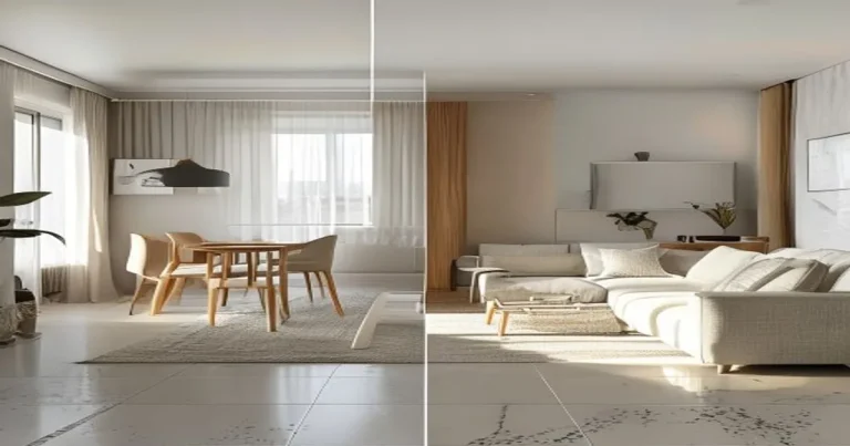 Furnished vs unfurnished apartments in HCMC — styled furnished room beside a bare empty unit