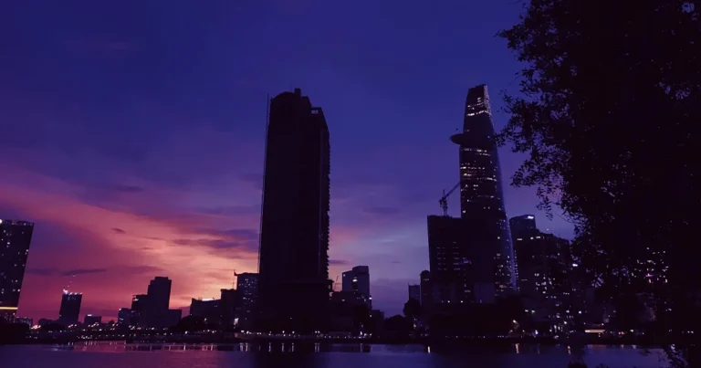 Ho Chi Minh City skyline at dusk, among the best areas in HCMC for single expats to rent