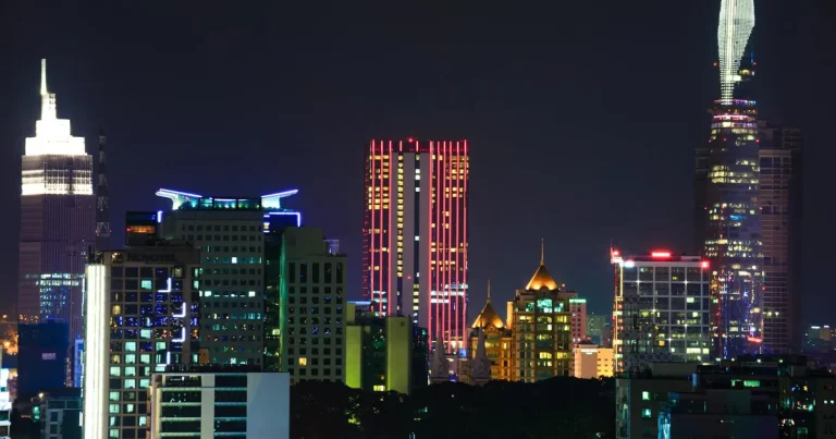 Ho Chi Minh City skyline at night, illustrating whether HCMC is safe at night for foreigners