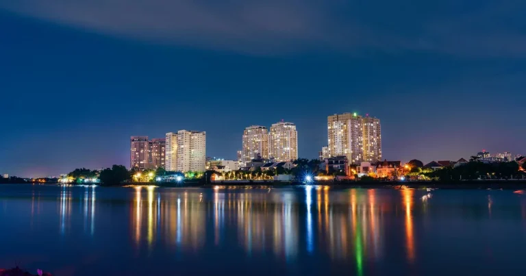Modern riverside apartment building in Ho Chi Minh City, relevant to living in HCMC as a foreign woman