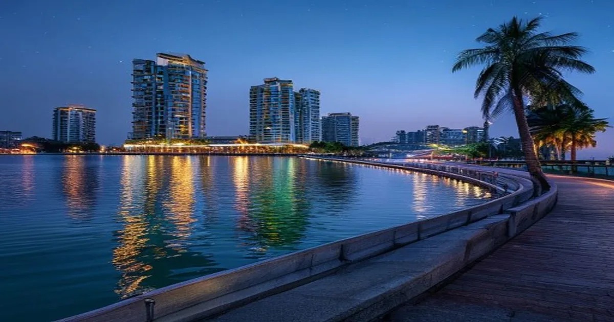 Crescent Lake and apartment towers in Phu My Hung, Ho Chi Minh City